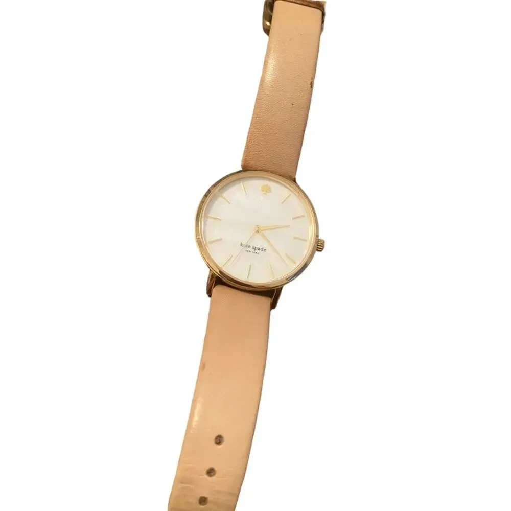 Women's Kate Spade Cream and Gold Metro Watch Genuine Leather with Gold Tones